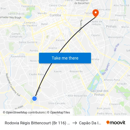 Rodovia Régis Bittencourt (Br 116) - Servopa to Capão Da Imbúia map