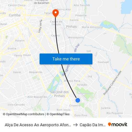 Alça De Acesso Ao Aeroporto Afonso Pena to Capão Da Imbúia map