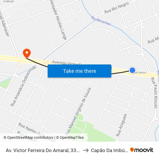 Av. Victor Ferreira Do Amaral, 3377 to Capão Da Imbúia map