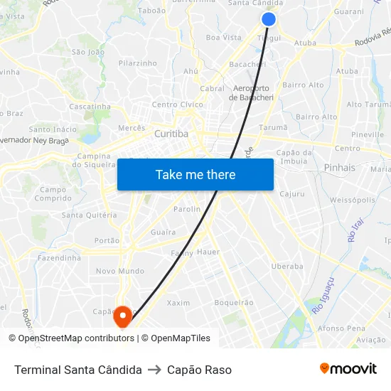 Terminal Santa Cândida to Capão Raso map