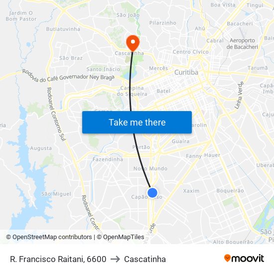 R. Francisco Raitani, 6600 to Cascatinha map