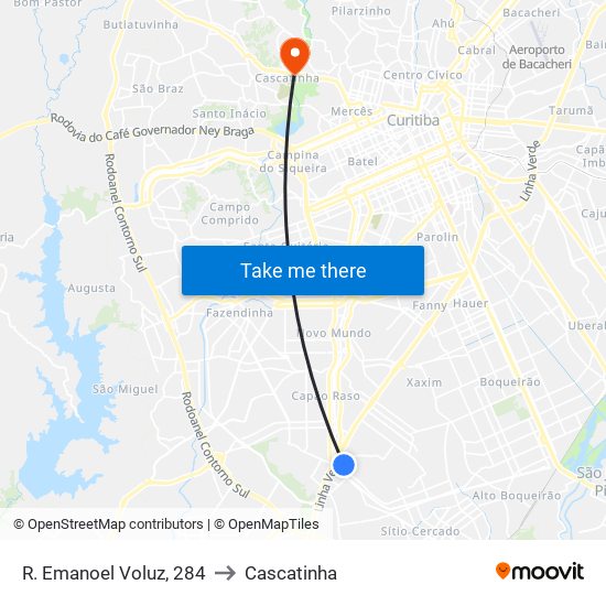 R. Emanoel Voluz, 284 to Cascatinha map