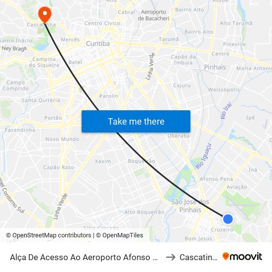 Alça De Acesso Ao Aeroporto Afonso Pena to Cascatinha map