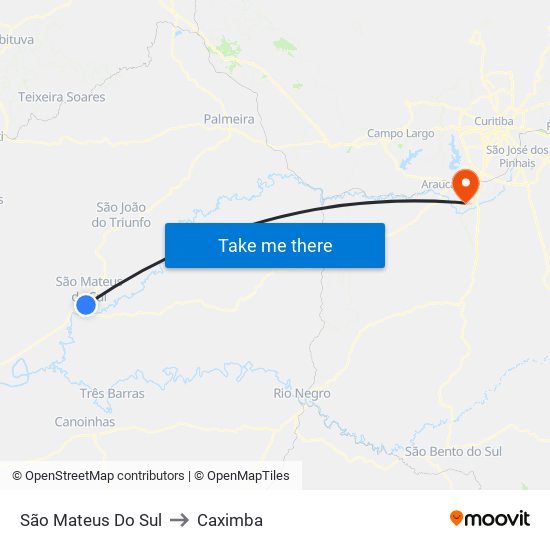 São Mateus Do Sul to Caximba map