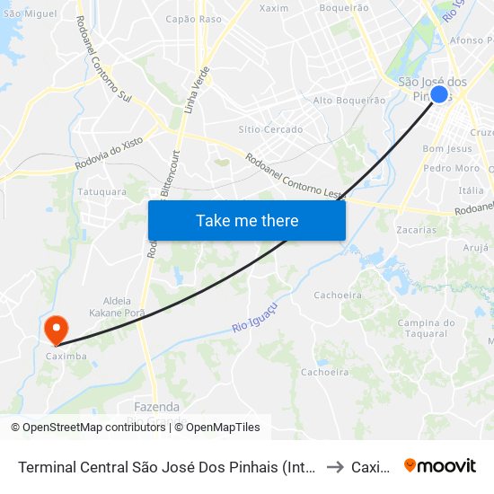 Terminal Central São José Dos Pinhais to Caximba map