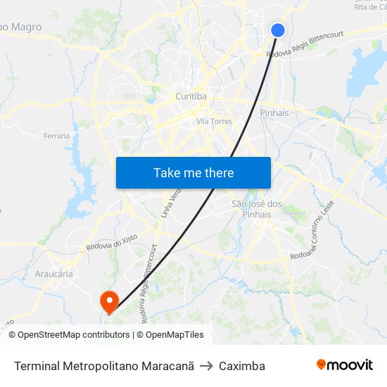 Terminal Metropolitano Maracanã to Caximba map