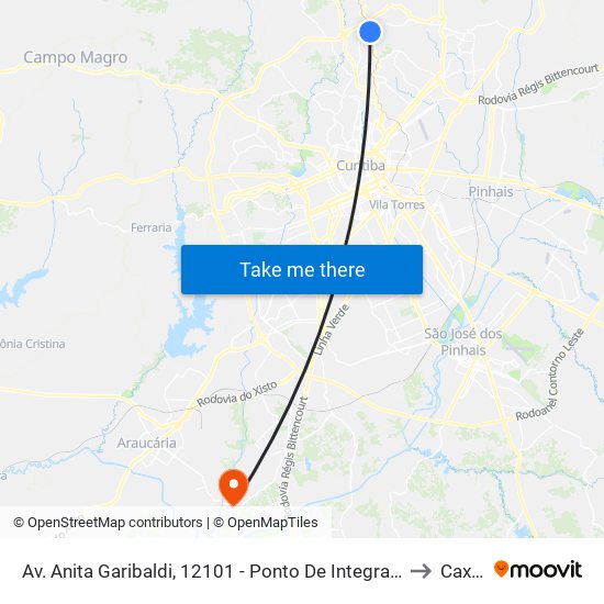 Av. Anita Garibaldi, 12101 - Ponto De Integração Temporal (Desembarque) to Caximba map