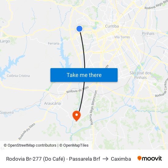 Rodovia Br-277 (Do Café) - Passarela Brf to Caximba map