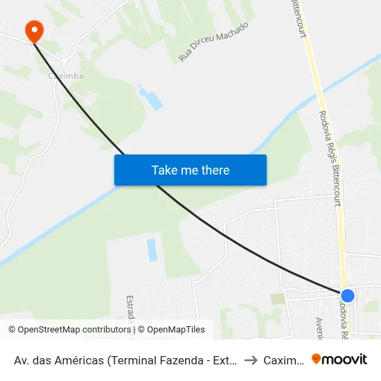 Av. das Américas (Terminal Fazenda - Externo) to Caximba map