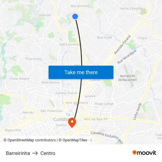Barreirinha to Centro map