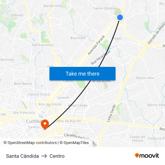 Santa Cândida to Centro map