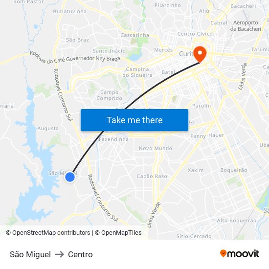 São Miguel to Centro map
