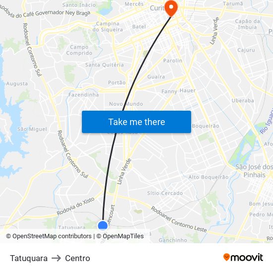 Tatuquara to Centro map