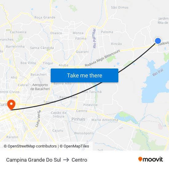 Campina Grande Do Sul to Centro map