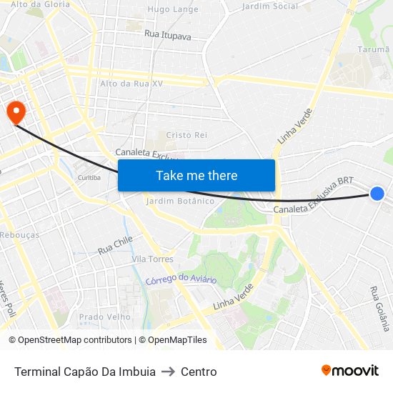 Terminal Capão Da Imbuia to Centro map