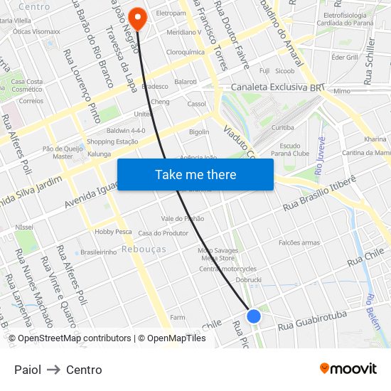 Paiol to Centro map