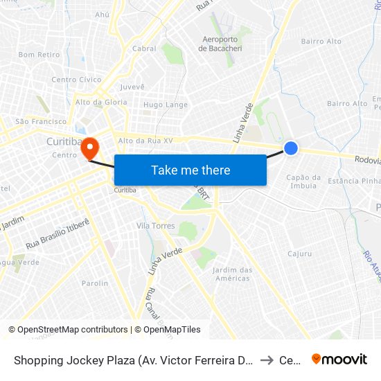 Shopping Jockey Plaza (Av. Victor Ferreira Do Amaral, 2300) to Centro map