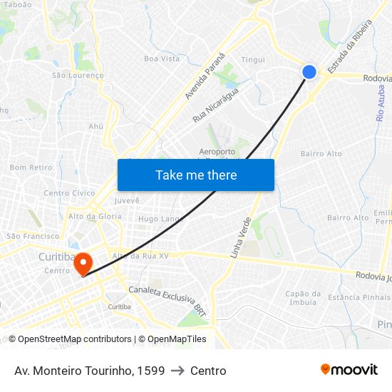 Av. Monteiro Tourinho, 1599 to Centro map