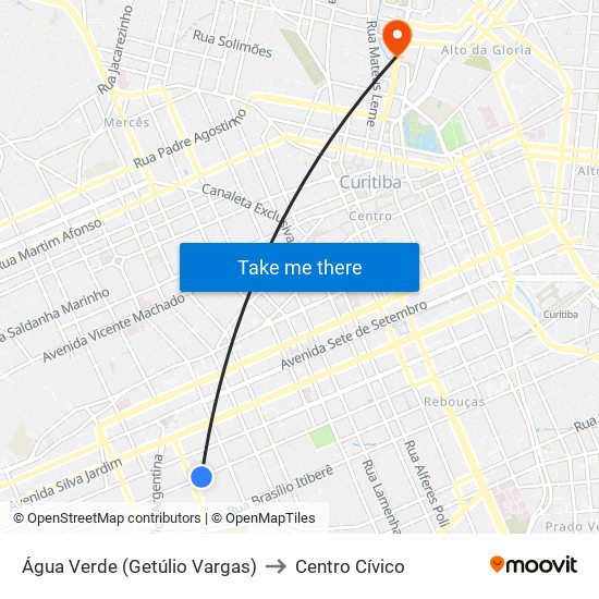 Água Verde (Getúlio Vargas) to Centro Cívico map