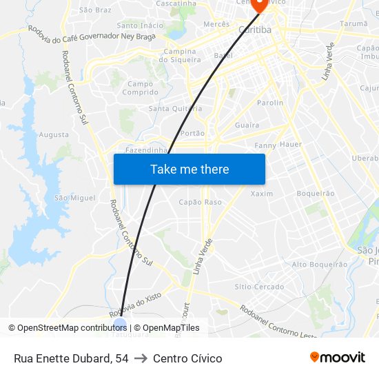 Rua Enette Dubard, 54 to Centro Cívico map