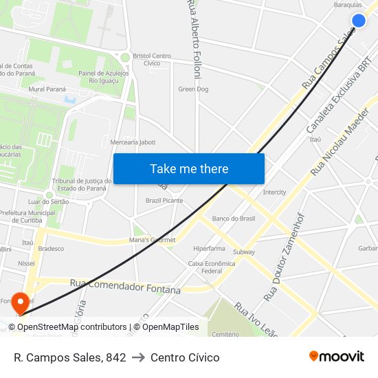 R. Campos Sales, 842 to Centro Cívico map