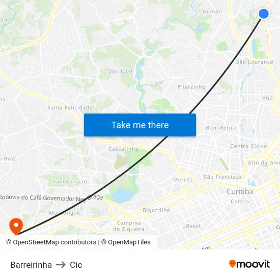 Barreirinha to Cic map