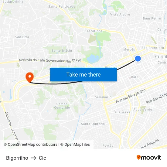Bigorrilho to Cic map