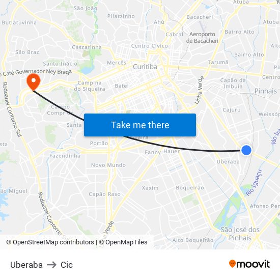 Uberaba to Cic map