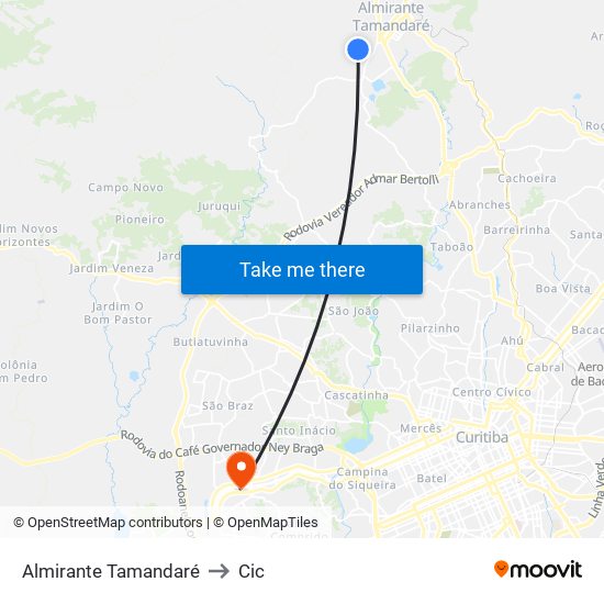 Almirante Tamandaré to Cic map