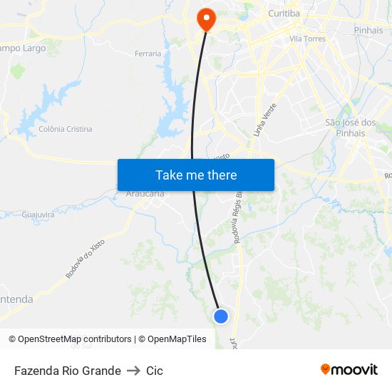 Fazenda Rio Grande to Cic map