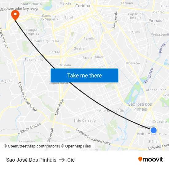 São José Dos Pinhais to Cic map