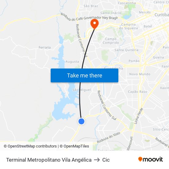 Terminal Metropolitano Vila Angélica to Cic map