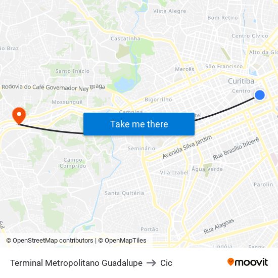 Terminal Metropolitano Guadalupe to Cic map