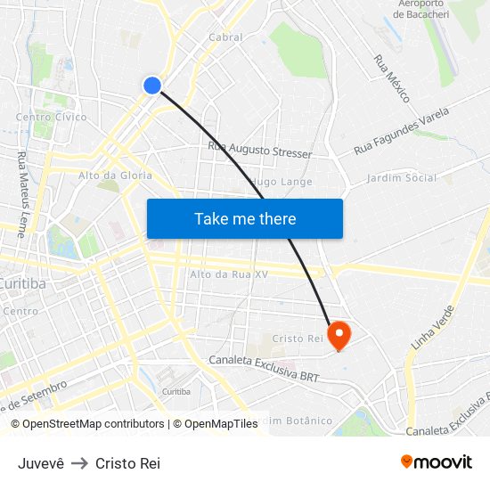 Juvevê to Cristo Rei map