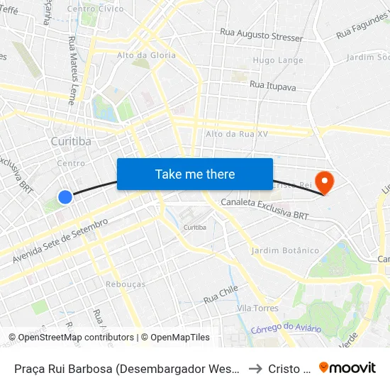 Praça Rui Barbosa (Desembargador Westphalen) to Cristo Rei map
