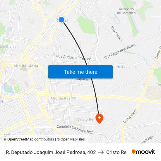 R. Deputado Joaquim José Pedrosa, 402 to Cristo Rei map