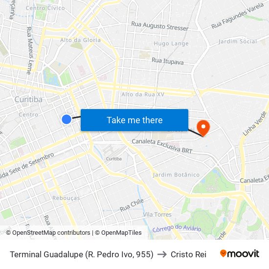 Terminal Guadalupe (R. Pedro Ivo, 955) to Cristo Rei map