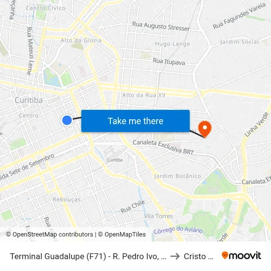 Terminal Guadalupe (F71) - R. Pedro Ivo, 955 to Cristo Rei map