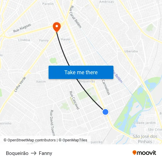 Boqueirão to Fanny map