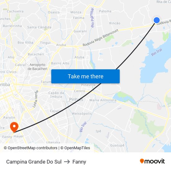 Campina Grande Do Sul to Fanny map