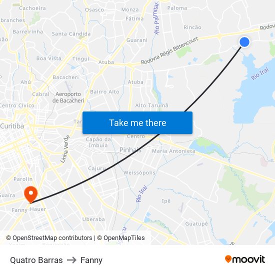 Quatro Barras to Fanny map