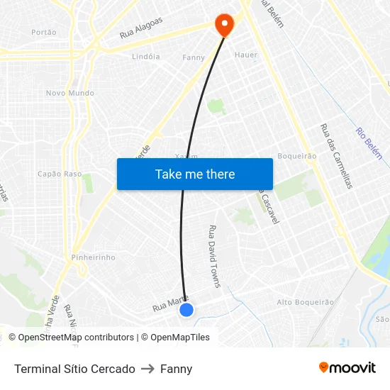 Terminal Sítio Cercado to Fanny map