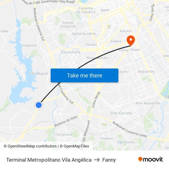 Terminal Metropolitano Vila Angélica to Fanny map