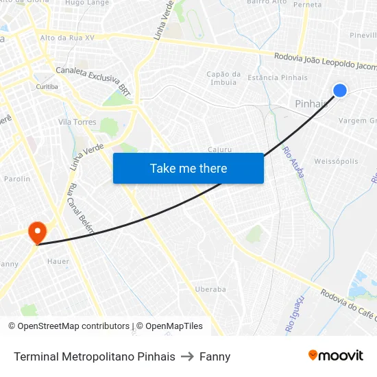 Terminal Metropolitano Pinhais to Fanny map