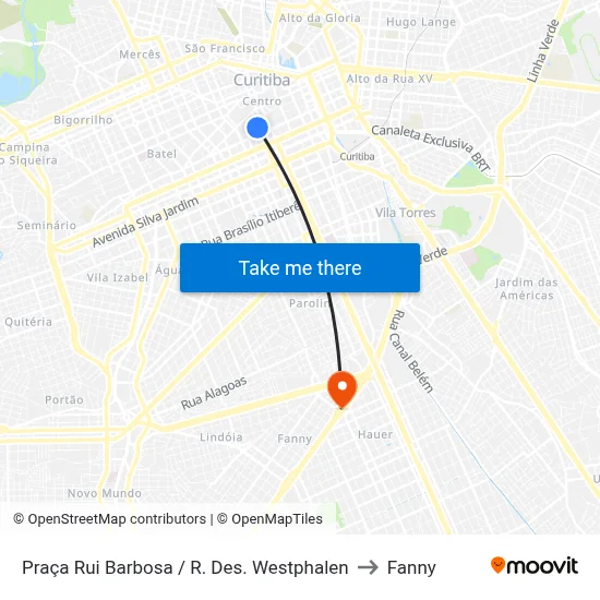 Praça Rui Barbosa (Desembargador Westphalen) to Fanny map