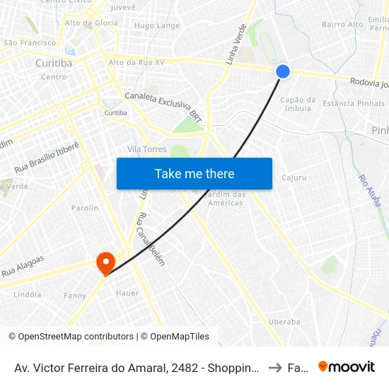 Av. Victor Ferreira do Amaral, 2482 - Shopping Jockey Plaza to Fanny map