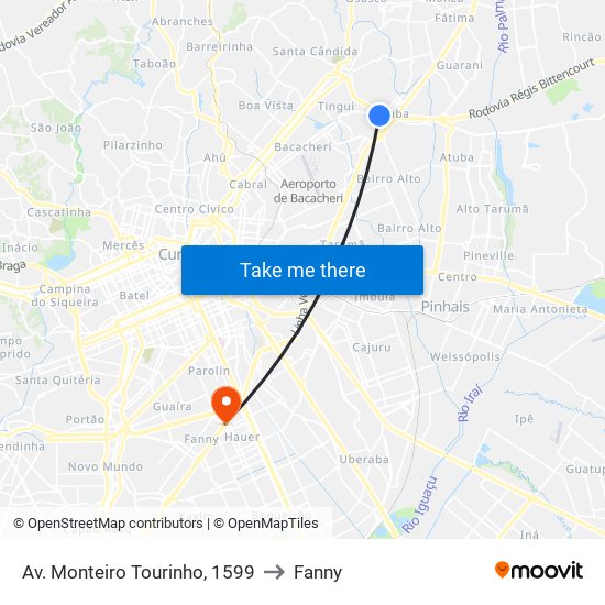 Av. Monteiro Tourinho, 1599 to Fanny map