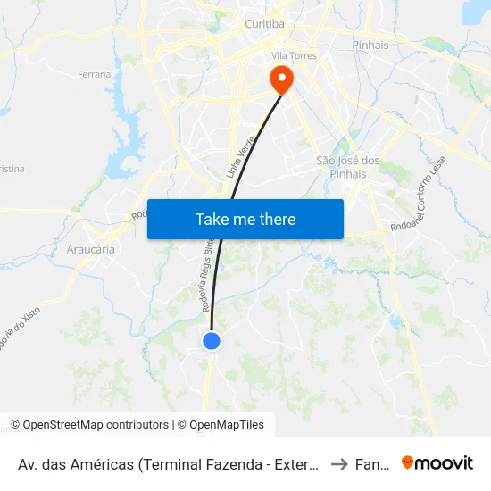 Av. das Américas (Terminal Fazenda - Externo) to Fanny map