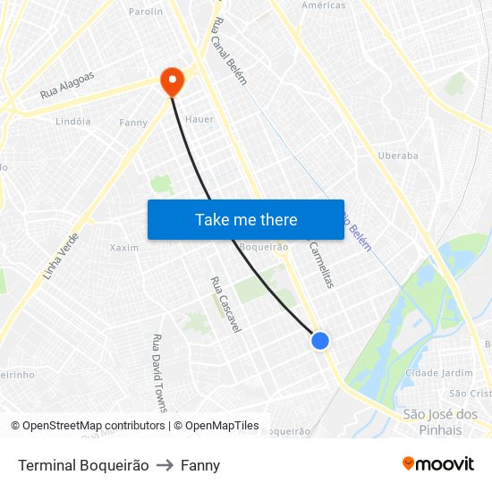 Terminal Boqueirão to Fanny map