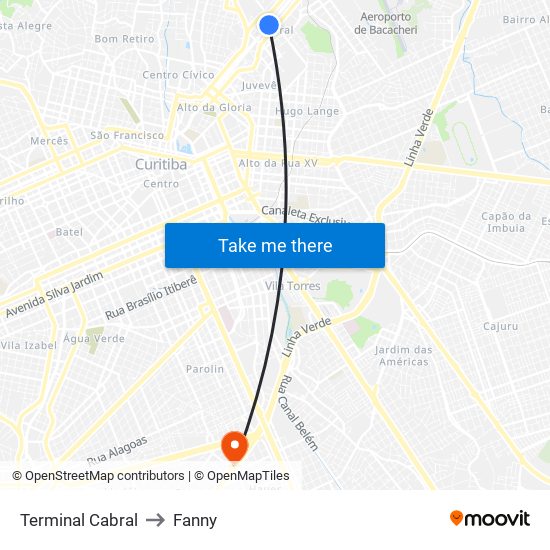 Terminal Cabral to Fanny map